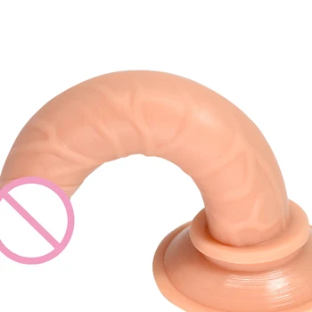 14,5 cm Realistisk Dildo G Spot sexlegetøj Butt Plug Strap On Penis sugekop Silikone Massage Onani For Kvinder Ingen Vibrator 7735