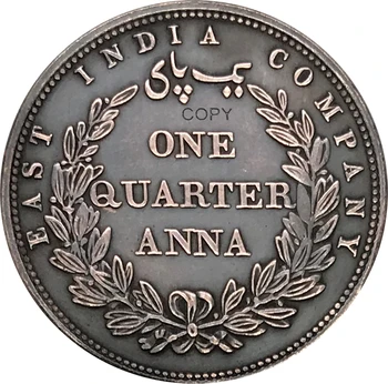 1858 i Britisk Indien 1/4 Anna Red Kobber samleobjekter Kopi Mønt