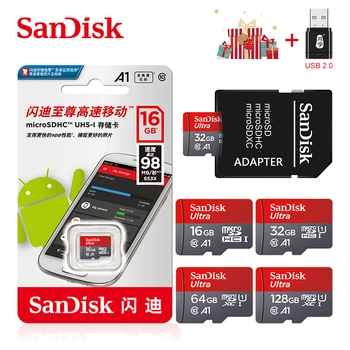 Sandisk flash-hukommelseskort 32 gb micro sd-kort Klasse A1 10 16gb 98mb/s TF tarjeta micro sd 128gb 64gb microsd cartao de memoria