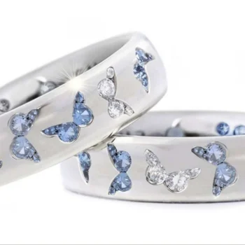 2021 hot salg smykker udsøgt butterfly indlagt blandet farve kvarts ring cool søde stil ring 77880