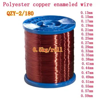500g kobbertråd Magnet Wire Emaljeret Kobber Snoede ledning Spole af kobbertråd Snoede ledning, Høj temperatur resistens QZY-2/180℃