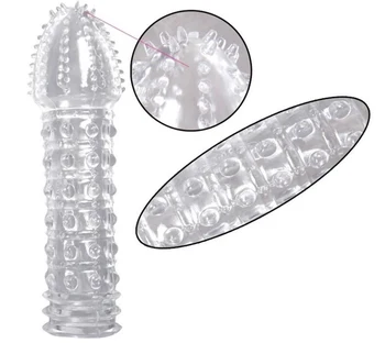 Genanvendelige Delay Kondomer Vibrator Sleeve Cock Ring Stiplede Dækker Penis Erektion, Impotens Udvidelser Dildo GSpot Porno Sex Legetøj Til Mænd 8064