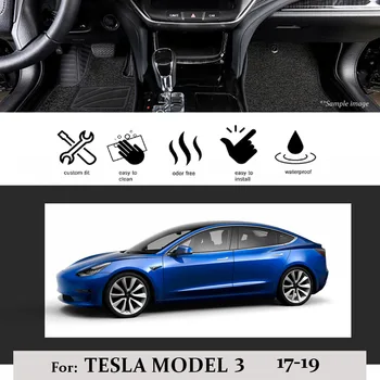 3Pcs Foran Bagerste Bil gulvmåtte Måtter Til Tesla Model 3 2017 2018 2019 2020 VENSTRESTYREDE Anti-slip Liner Tilpassede Tæppe Vandtæt Lugtfri 8071