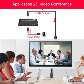 HDMI-kompatibel med USB3.0 Video Capture-Kort 4K-60Hz 2x1 Dongle Let Spil at Spille Elementer til Spil-Streaming Live