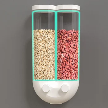 Automatisk Korn Opbevaringsboks Korn Dispenser Mad Tank Køkken Ris Container Arrangør Vægmonteret Plast Opbevaring Dåser Værktøj