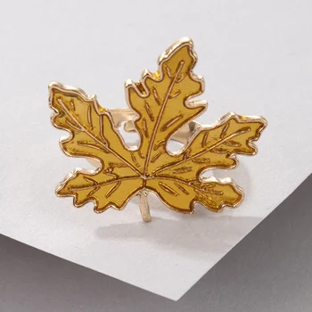 Tocona 2 Farve Maple Leaf Guld Ring for Kvinder, Mænd Charms Dryp Olie Uregelmæssige Geometriske Legeret Metal Smykker кольца 18090