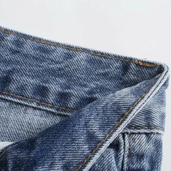 Za Kvinder 2021 Chic Mode Revet Hul Brede Ben Jeans Vintage Høj Talje, Lynlås Kvindelige Bukser Mujer