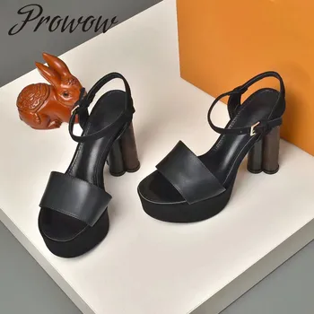 Prowow Nye Sommer Blødt Læder Platform Luksus Mærke Sandaler, Åben Tå Høje Hæle Sko Kvinder Shoes Mujer