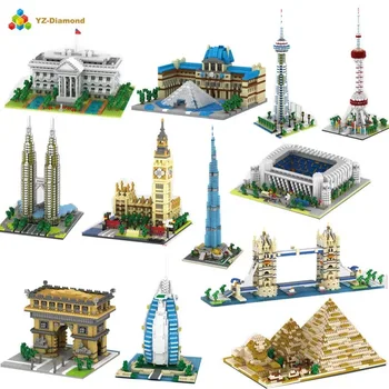 YZ Mini Blokke Arkitektur Pisa Verden Vartegn Bygning Mursten Louvre Kids Legetøj Eiffel Tower Model Slottet for Børn Gaver