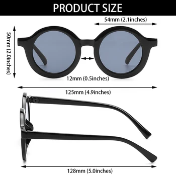 1Pc Retro Solid Solbriller til Børn Rund Ramme Sol Briller UV 400 Beskyttelse Briller Offentlig Strand Beskyttelse Briller 84885