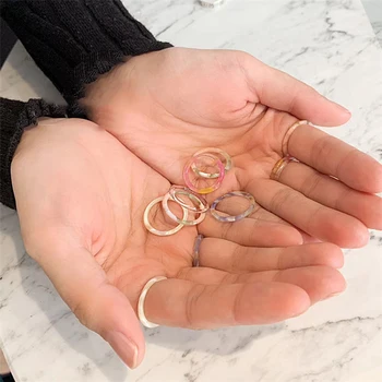 10stk 2021 Nye Farverige Gennemsigtig Akryl Harpiks Geometrisk Runde Ringe Sæt til Kvinder Smykker Rejse Gaver Vintage Finger Ring 85087