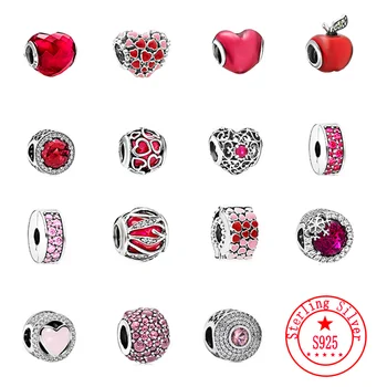 Nye 925 Sterling Sølv Med Pink Sommerfugl Heart Perler Passer Oprindelige Pandora Charms, Armbånd, Perler, Smykker 8509
