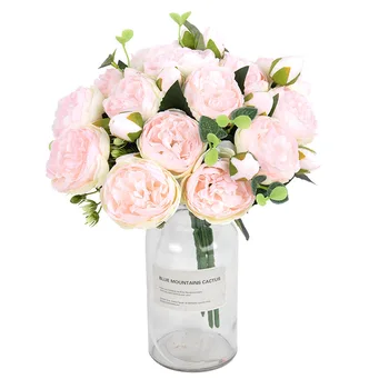1 Bouquet Rose Pink Peony Kunstige Blomster Hjem Dekoration Billige Falske Blomster til Bryllup Dekoration Indendørs DIY Part Forsyninger 85698