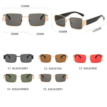 2021 Nye Vintage Rektangel Solbriller Kvinder Mænd Klassiske Firkantede Metal solbriller Kvindelige Mode-Drivere Briller UV400