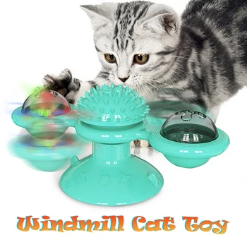 Vindmølle Cat Toy Interaktivt Legetøj med Katteurt til Indendørs Katte med Suge Katteurt Bold & Belysning Bold,Sjove Massage Skrabe Kildre