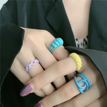 Koreansk Mode Hule Spiral Uregelmæssige Geometriske Kæde Hånd-malet Åben Ring For Kvinder Trendy Solid Snoede Ringe Part Smykker 87271