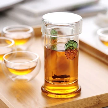 Høj kvalitet-varmeandigt Glas tekande,Kinesisk Kung Fu Blomst Tekande Med Filter Kaffe, Elkedel,Smuk og nem tekande 8728