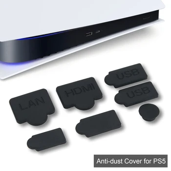 Nye 7pcs Sort Silikone Støv Indstille USB-Stik HDMI-Grænseflade Anti-dust Cover Støvtæt Plug Til PS5 spillekonsol Tilbehør Dele
