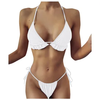2021Brazilian Beach Style To Kvinder Stykke sexet solid farve Sæt Plus Size Badetøj Badetøj Bikini 2021 Sommer Bikini Sæt #GIRL 8917