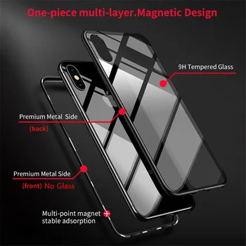 Tilbage Hærdet Glas + Magnetiske Adsorption Metal Case til IPhone 11 Pro Max X XS-XR 6 6s 7 8 Plus SE 2 2020 Magnet Cover