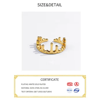 925 Sterling Sølv forlovelsesringe for Kvinder Dråber Guld Farve Par Trendy Uregelmæssige Geometriske Håndlavede Smykker Gaver 89577