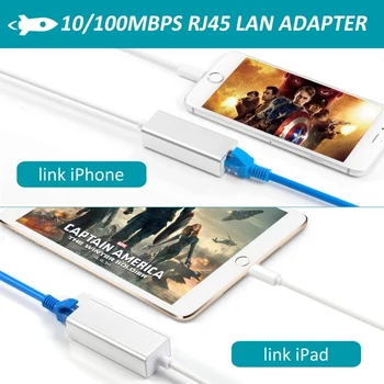 100Mbps Netværk Lightning Kabel til RJ45 Ethernet-LAN Kabelført Netværk Adapter Oversøiske Rejser Kompakt Til iPhone 12/X/8/iPad-Serien