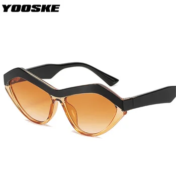 YOOSKE Kvinder Cat Eye Solbriller 2021 Luksus Brand Designer solbriller Mænd Vintage Trekant Briller Sort Blå Briller UV400 90024