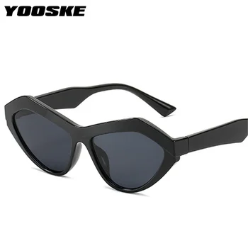 YOOSKE Kvinder Cat Eye Solbriller 2021 Luksus Brand Designer solbriller Mænd Vintage Trekant Briller Sort Blå Briller UV400