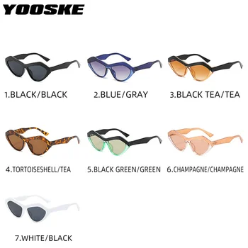 YOOSKE Kvinder Cat Eye Solbriller 2021 Luksus Brand Designer solbriller Mænd Vintage Trekant Briller Sort Blå Briller UV400