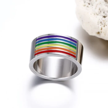 2020 Herre Dame Rainbow RingsColorful Titanium Stål Wedding Party Band Matcher Hverdagens Slid Smykker Gave 90307