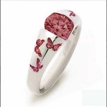 CHUHAN 6 Farve Sommerfugl i Sølv forgyldt Ring Egnet til Damer Elegant Krystal Perle Ring Engagement Ring Smykker 91175