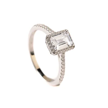 Emerald Skære Moissanite Ringe 1ct-2ct Karat Hvid D Farve Efterligning Diamant S925 Sterling Sølv Bryllup Smykker 91847