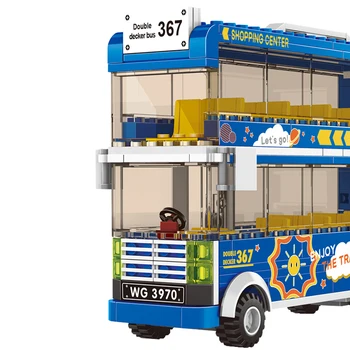 Byen Dobbeltdækker Bus Sightseeing Vehice byggesten Klassiske By Bus Pædagogiske Mursten Legetøj til Børn Julegave