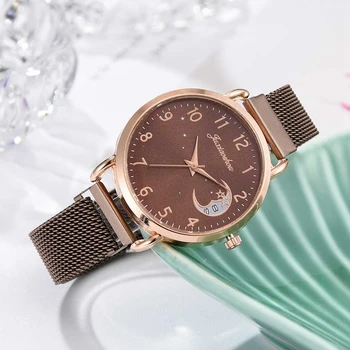 Kvinder Se Mesh Bælte Ultra-tynde Damer Quartz Armbånds Ur Armbånd Sæt Mode Luksus Armbåndsure til Kvinder Reloj Mujer 2021