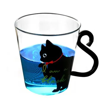 K-STJERNEDE Tegnefilm Kitty Hjem Kontor Vand Glas Juice Gennemsigtig Kat kaffebæger