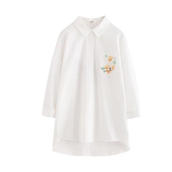 INMAN Sommeren Kvindelige Top Bluse koreanske Mode Klassiske Revers Polo Krave Blomster Print Brev Broderet Knappen Cardigan Shirt