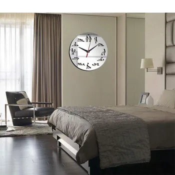 Ny sex position vægur moderne design selfadhesive 3d-væg ur til stuen spejl tavs kvarts ur mærkat klok