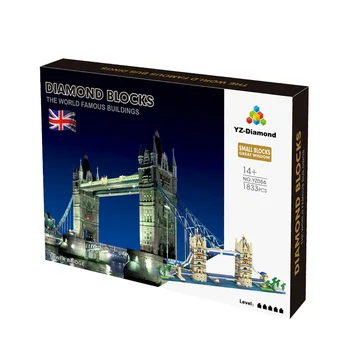 YZ056 Tower Bridge i London Blok Verden Berømte Arkitektur, Model Mini Diamant Blokke, Mursten Bygning Legetøj til Barn Nr Box 9378