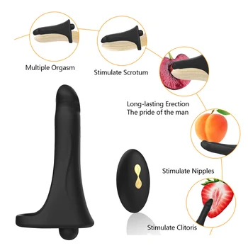 Remote Control Strap On Penis Vibrator Dobbelt Anal Sex Legetøj Til Par, Vibrerende Penis Ring-Penis Erektion Skeden Plug