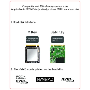 M. 2 SSD Tilfælde USB3.1 Type C er til PCI-E SSD M. 2 NVME Mobile Adapter NVME Harddisk Kabinet, SSD-Kabinettet