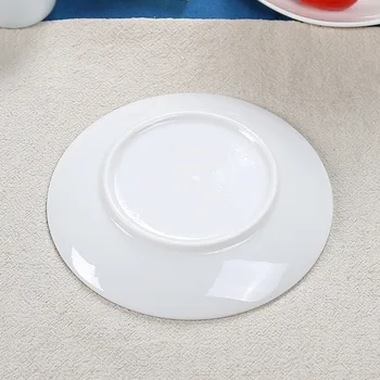 Enkel Stil, Runde, Hvid Keramik Plade Ensfarvet Porcelæn Plader Hjem Gældende Måltid Plade Stegt Noodle Plade Snack Plader 9593