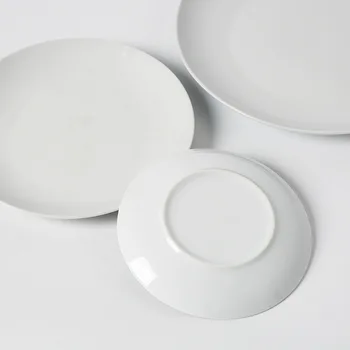 Enkel Stil, Runde, Hvid Keramik Plade Ensfarvet Porcelæn Plader Hjem Gældende Måltid Plade Stegt Noodle Plade Snack Plader
