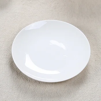 Enkel Stil, Runde, Hvid Keramik Plade Ensfarvet Porcelæn Plader Hjem Gældende Måltid Plade Stegt Noodle Plade Snack Plader
