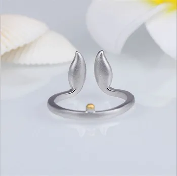 Vintage Silver Farve Kanin Øre Ringe til Kvinder, Justerbar Størrelse Ringe Til Mænd Thai Sølv Smykker 9596