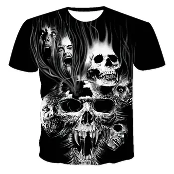 Sommeren Mænds T-Shirt Kraniet 3D-Print HD Udskrivning Street Hip Hop T-Shirt Afslappet Sports Top Streetwear Oversized T-Shirt XXS-6XL