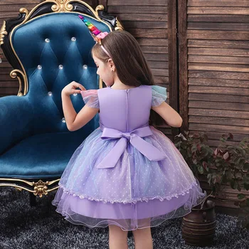 2021 Sommer Prinsesse Aften Kjoler Unicorn String Beaded Børn Nederdel Halloween Cosplay Show Prom Dress 9612