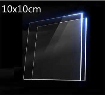 Tykkelse 3 mm, størrelse 10x10cm Gennemsigtig acrylplade, gennemsigtig Plexiglas, polymethyl methacrylate Plexiglas,