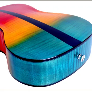 Rainbow Ukulele 24 Inches Solid Gran Maple Mini Electric Koncert Akustisk Guitar Med 4 Strenge Ukelele Installere Afhentning højglans
