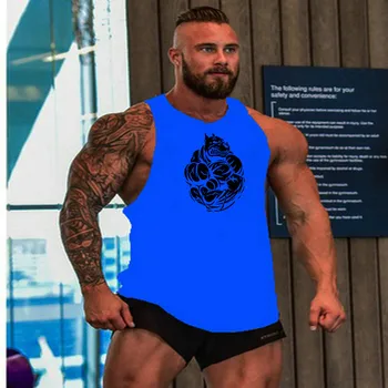Workout fitness vest mænd er muskel ærmeløs shirt, sportstøj threading mode bodybuilding singlet trænings-og vest 97043