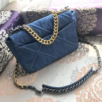 19 serie Tasker til kvinder 2021 luksus håndtasker blød denim skulder taske lady kæder klap messenger, skulder tasker bolsos sac a main 9732